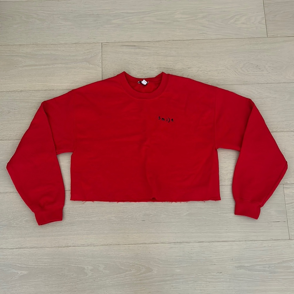 Top shop cropped smile hoodie